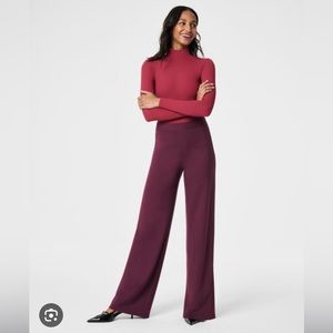 Spanx Perfect Wide Leg Pant, XSP, Dark Red